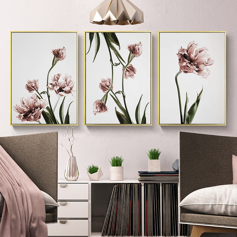 Moderne Tulpenblumen Drucke Wandkunst - Leinwand Wandkunst Malerei