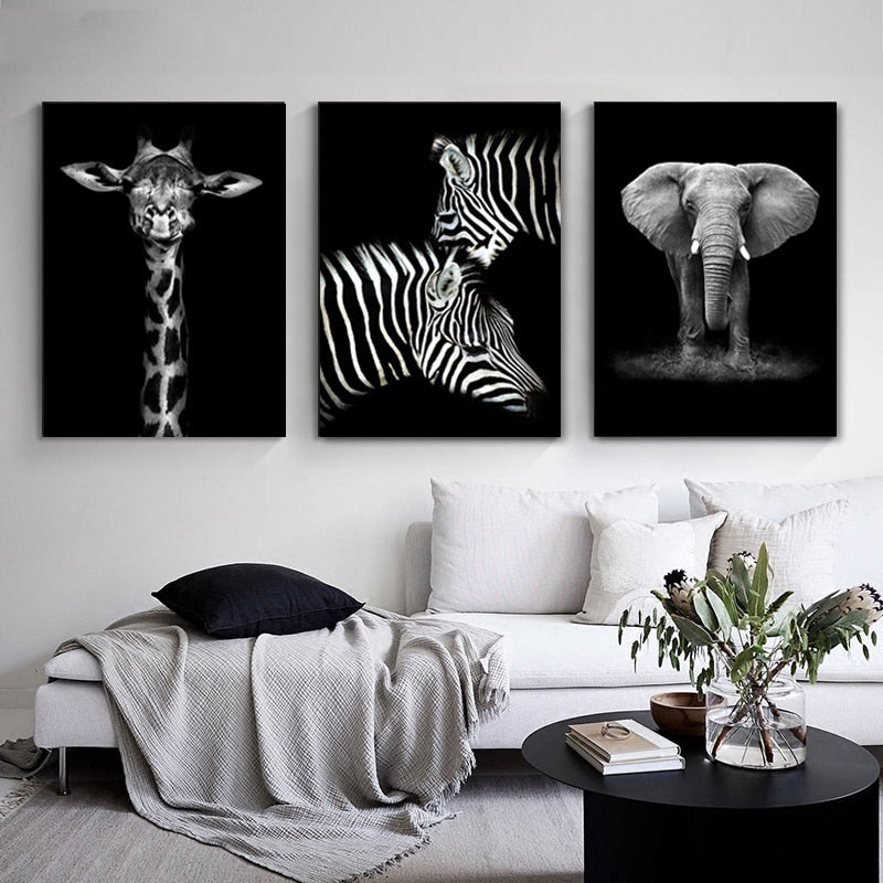 Natur, Tierwelt Afrikas, Wildtiere, Schwarz-Weiß - Leinwandbild