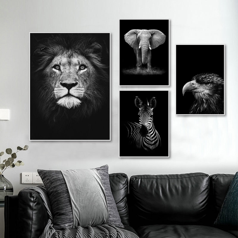 Natur, Tierwelt Afrikas, Wildtiere, Schwarz-Weiß - Leinwandbild