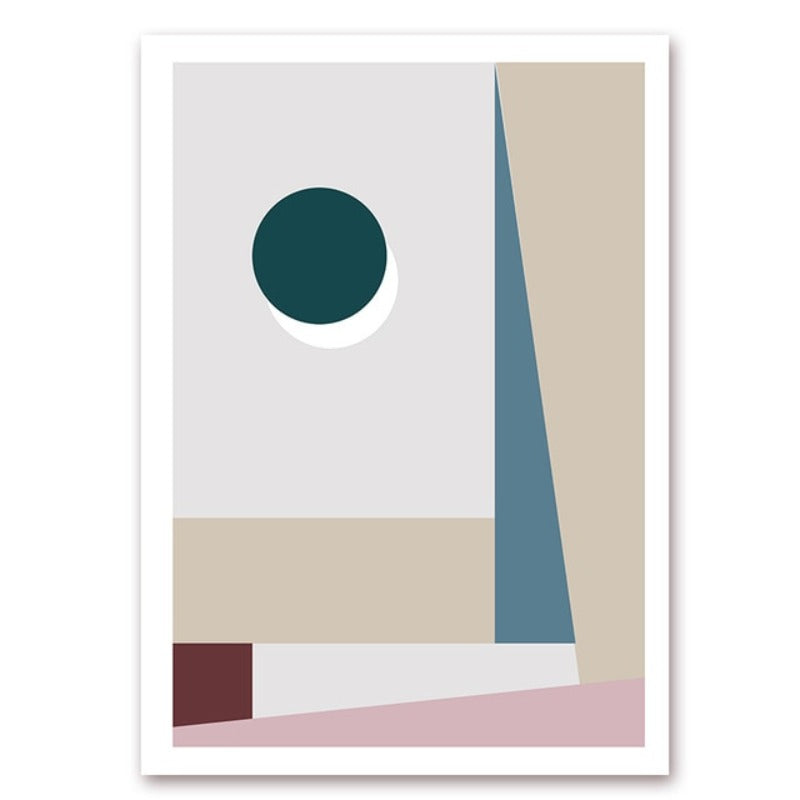Minimalistische Abstrakte Geometrische Pink Blau - Leinwand Wandkunst Malerei