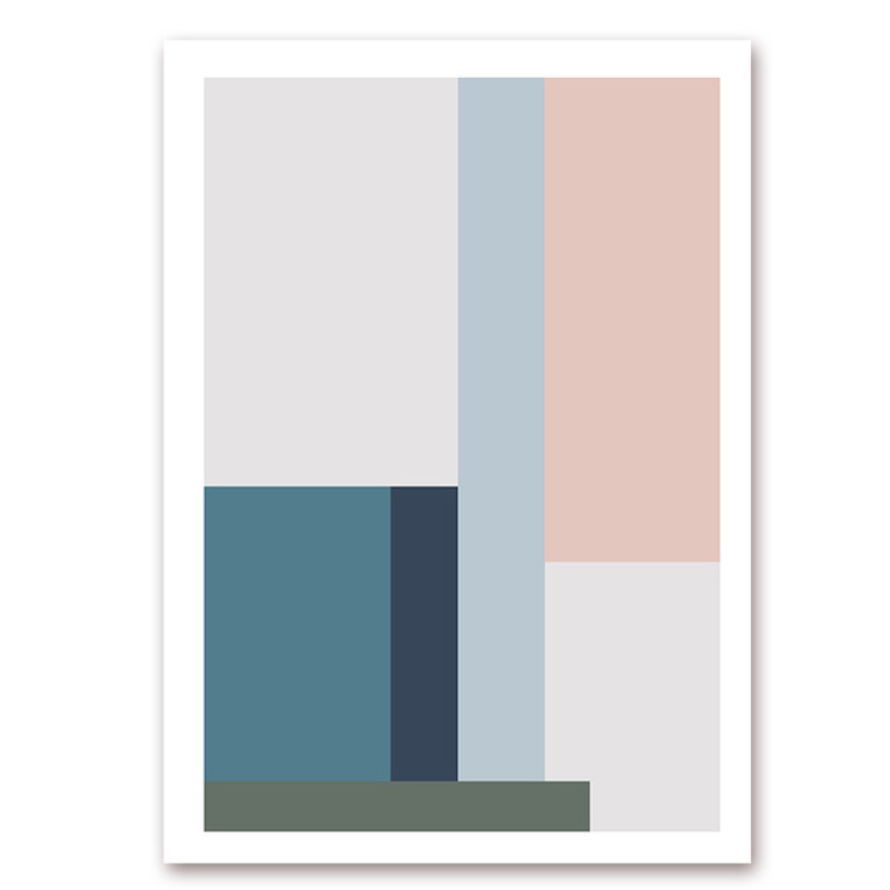 Minimalistische Abstrakte Geometrische Pink Blau - Leinwand Wandkunst Malerei