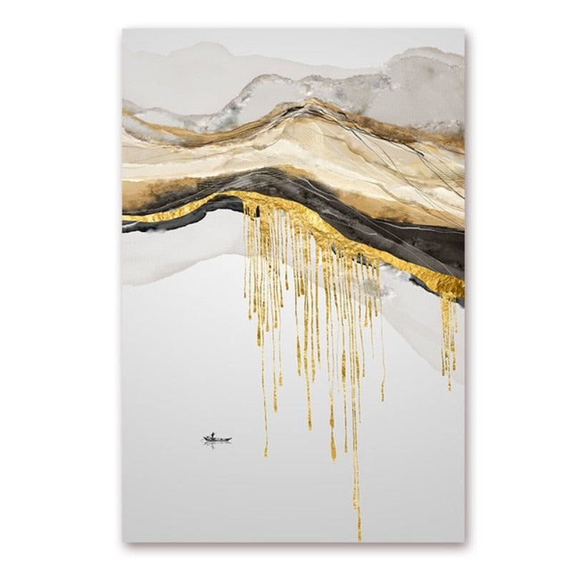 Gold Mountain Landschaft - Leinwand Wandkunst Malerei