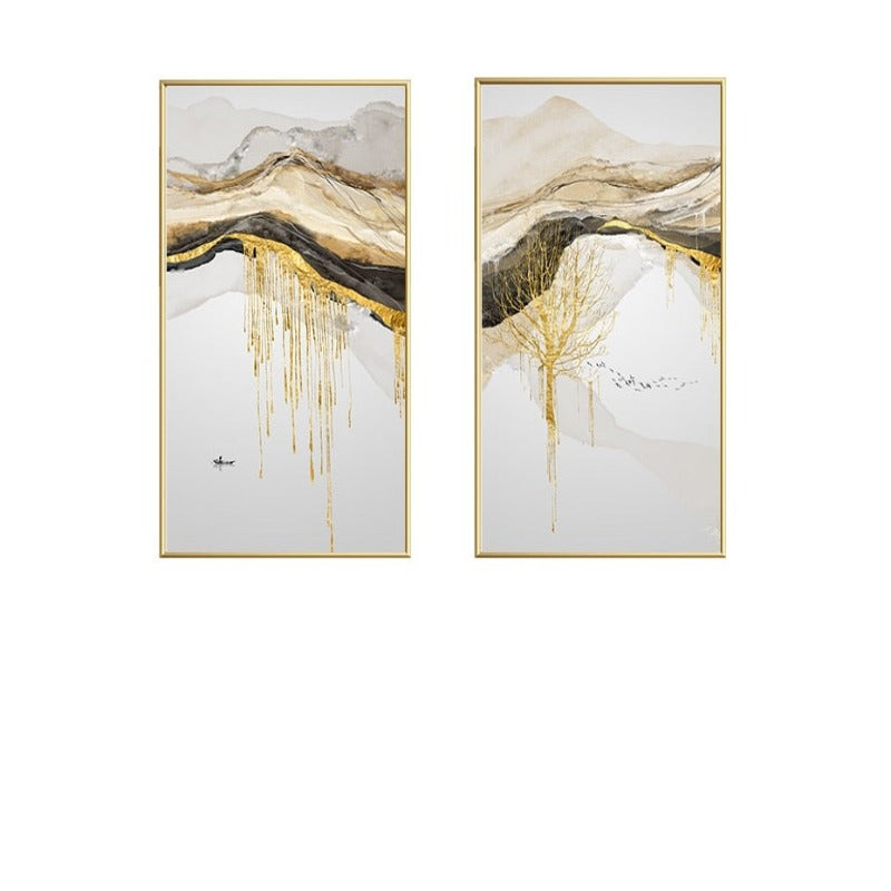 Gold Mountain Landschaft - Leinwand Wandkunst Malerei