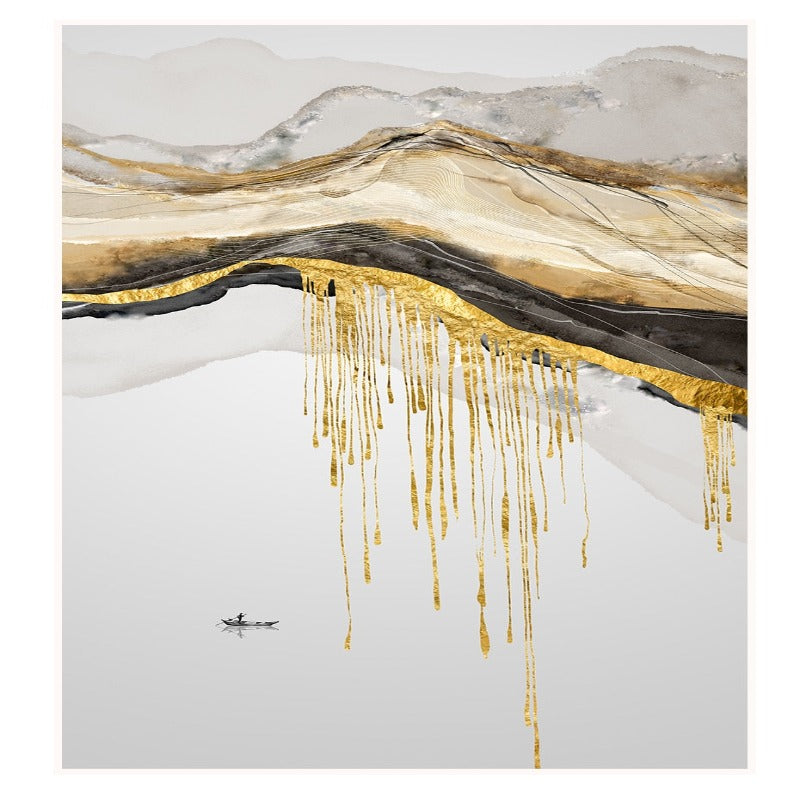 Gold Mountain Landschaft - Leinwand Wandkunst Malerei