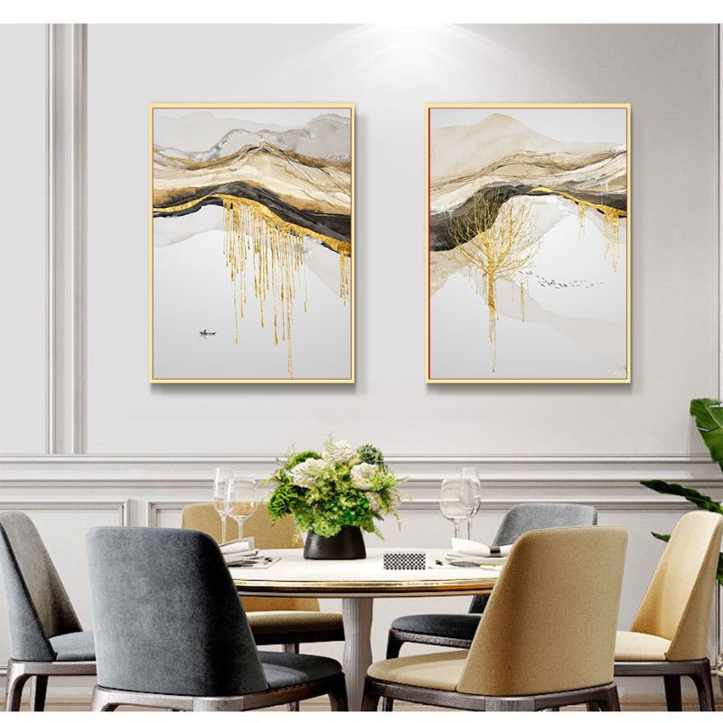 Gold Mountain Landschaft - Leinwand Wandkunst Malerei