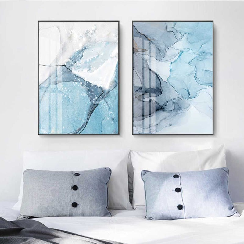 Blauer Marmor Textur - Leinwand Wandkunst Malerei