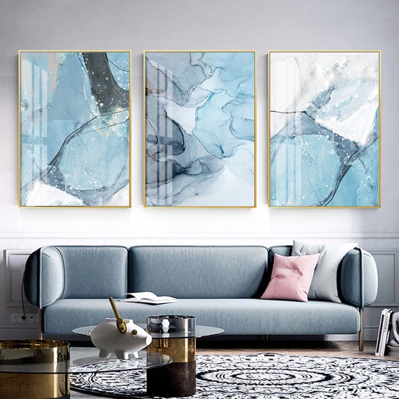 Blauer Marmor Textur - Leinwand Wandkunst Malerei