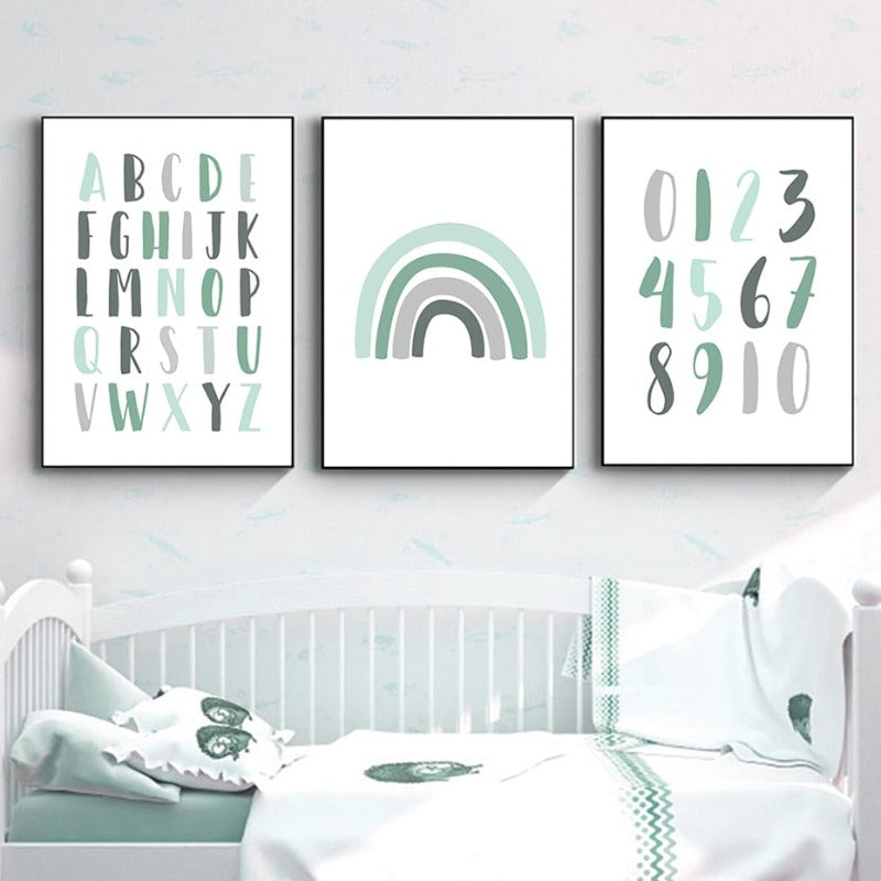 Modernes Regenbogen-Alphabet fürs Kinderzimmer – Leinwandbild