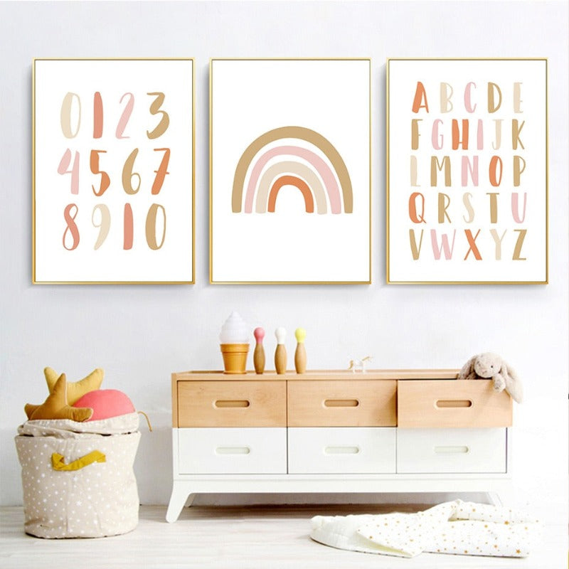 Modernes Regenbogen-Alphabet fürs Kinderzimmer – Leinwandbild