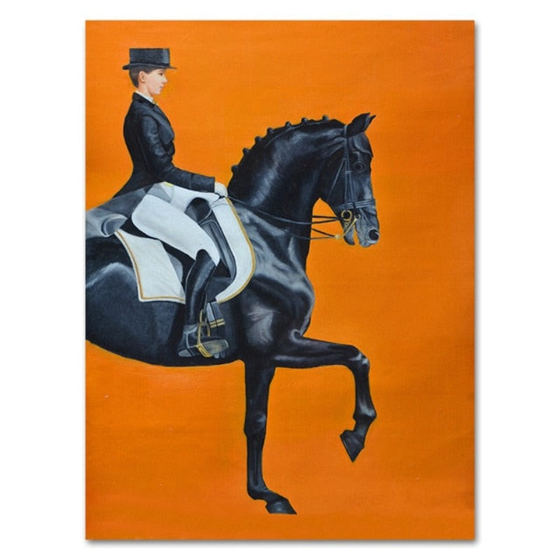 Moderne orangefarbene Pferdebilder - Leinwand-Wandkunst