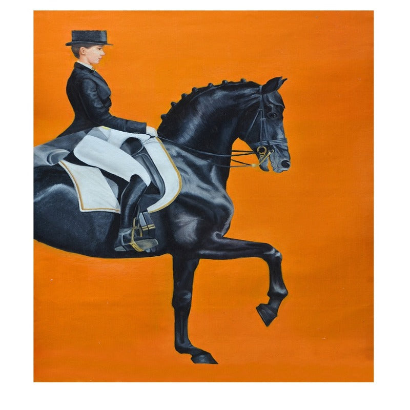 Moderne orangefarbene Pferdebilder - Leinwand-Wandkunst