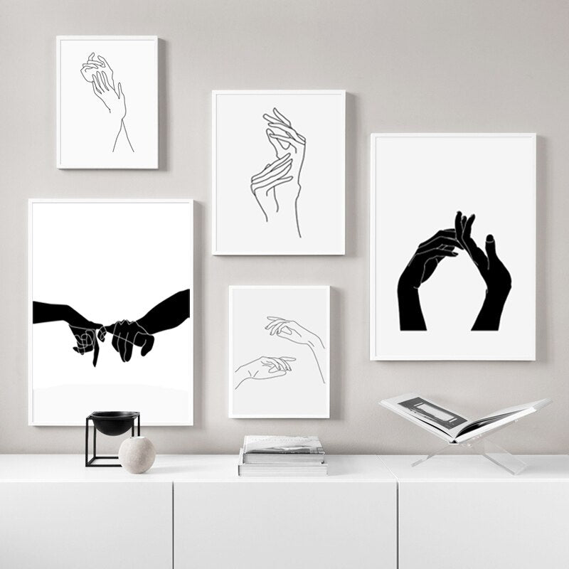 Hands Line Minimalistisch - Leinwand Wandkunst Malerei