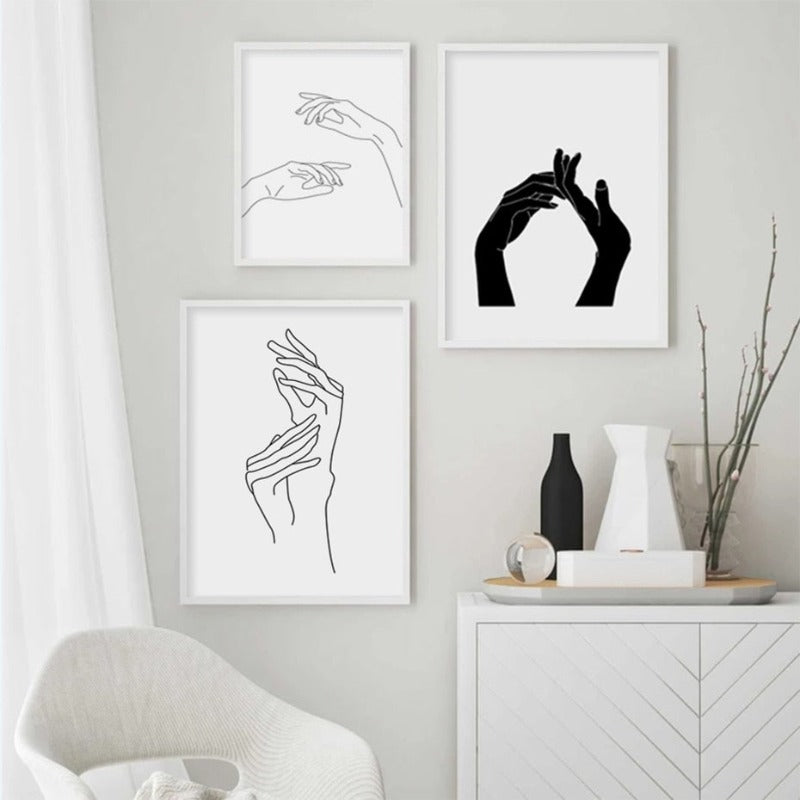 Hands Line Minimalistisch - Leinwand Wandkunst Malerei