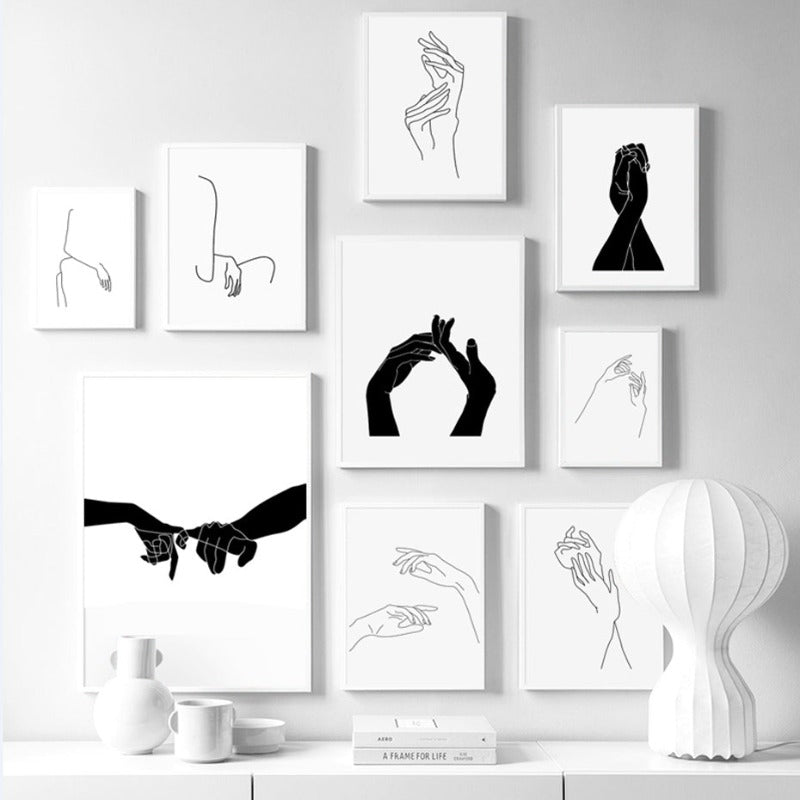 Hands Line Minimalistisch - Leinwand Wandkunst Malerei