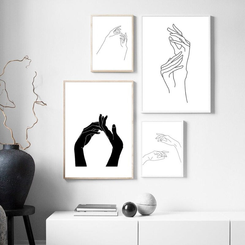 Hands Line Minimalistisch - Leinwand Wandkunst Malerei