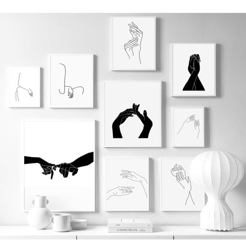 Hands Line Minimalistisch - Leinwand Wandkunst Malerei