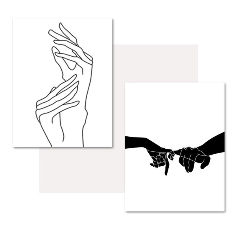 Hands Line Minimalistisch - Leinwand Wandkunst Malerei