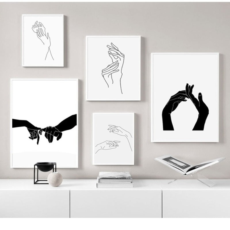 Hands Line Minimalistisch - Leinwand Wandkunst Malerei