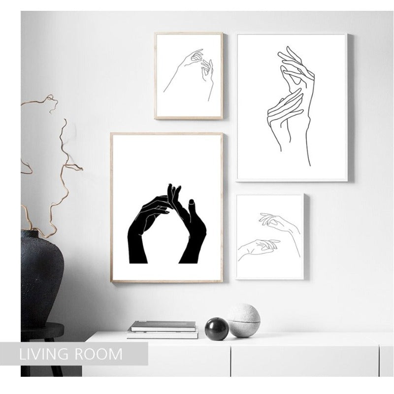 Hands Line Minimalistisch - Leinwand Wandkunst Malerei
