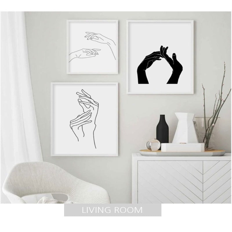 Hands Line Minimalistisch - Leinwand Wandkunst Malerei