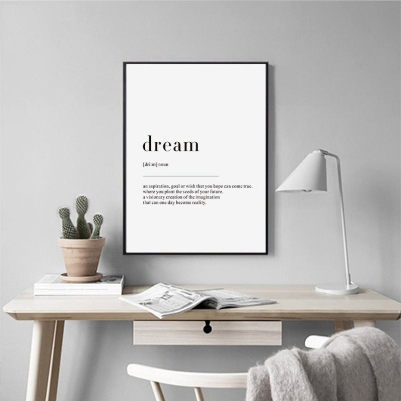 Minimalistische Traumleben Definitionszitate - Leinwand Wandkunst Gemälde