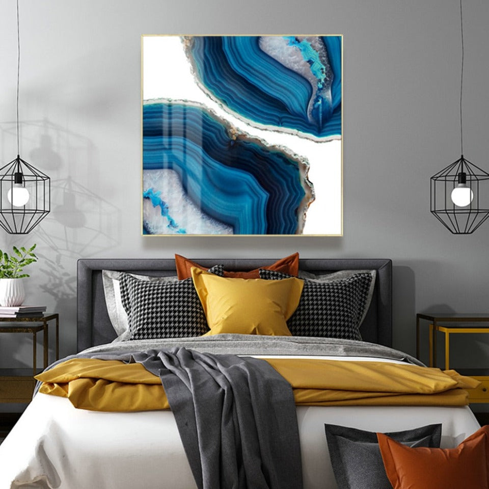 Blaue Marmor-Trend - Leinwand Wandkunstgemälde
