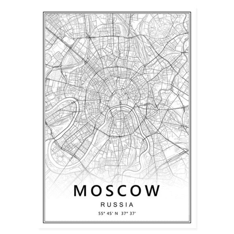 Moskau St. Petersburg Stadtkarte Russland - Leinwand Wandkunst Malerei
