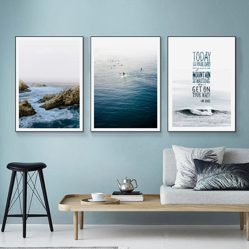 Wandbild mit nordischer Meereswellenszene – Leinwandbild