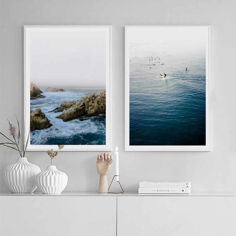 Wandbild mit nordischer Meereswellenszene – Leinwandbild