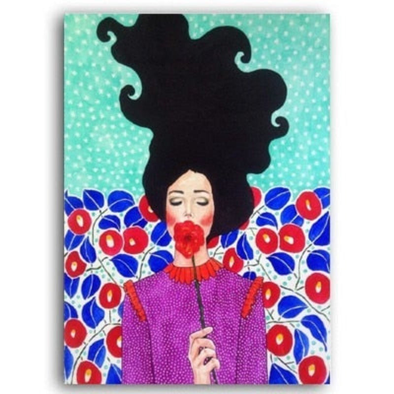 Fashion Flower Girl - Leinwand Wandkunst Malerei