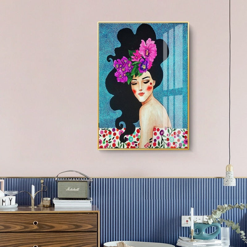 Fashion Flower Girl - Leinwand Wandkunst Malerei