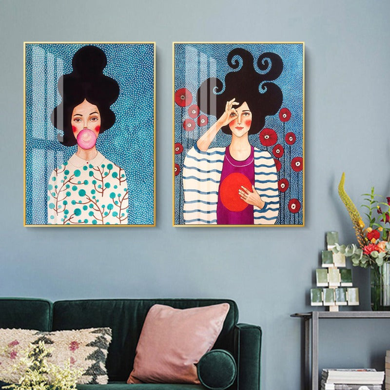 Fashion Flower Girl - Leinwand Wandkunst Malerei
