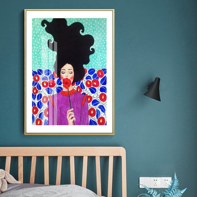 Fashion Flower Girl - Leinwand Wandkunst Malerei