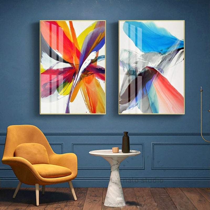 Federn der Hoffnung Bunt HD - Leinwand Wandkunst Gemälde