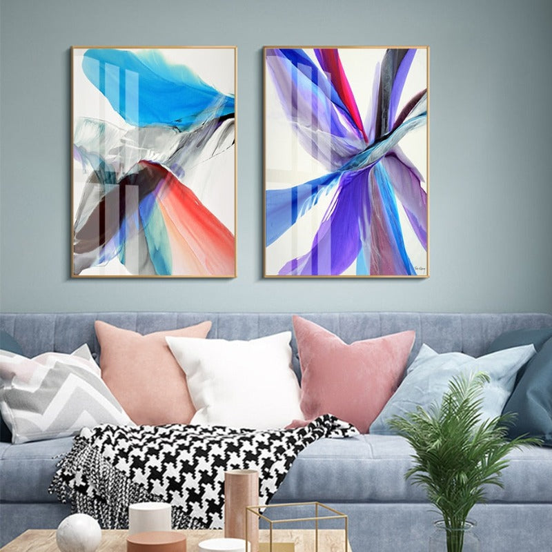 Federn der Hoffnung Bunt HD - Leinwand Wandkunst Gemälde