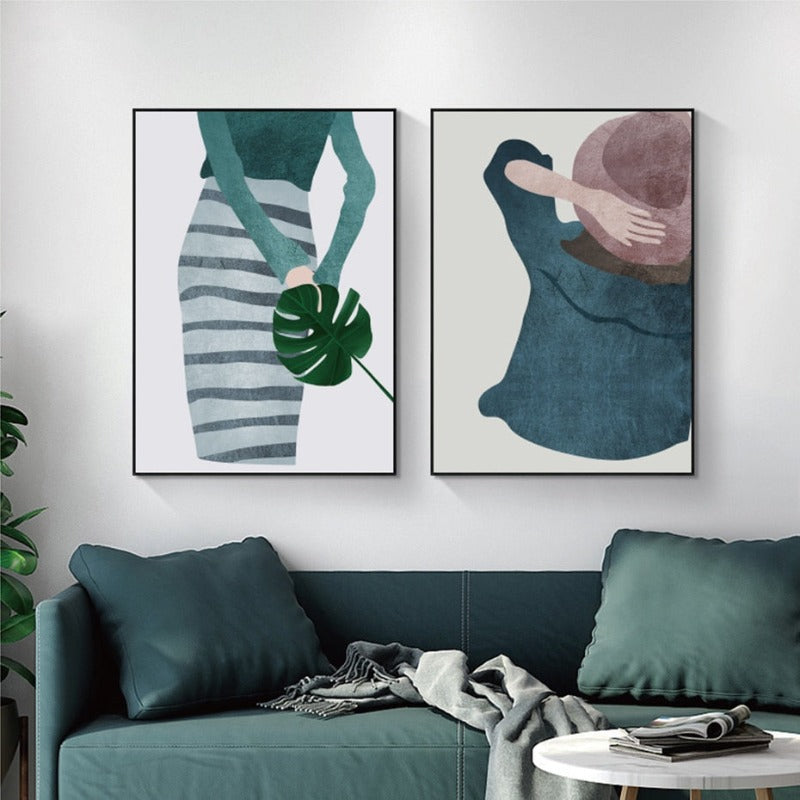 Moderne Trendy Figuren Poster - Leinwand Wandkunst Malerei