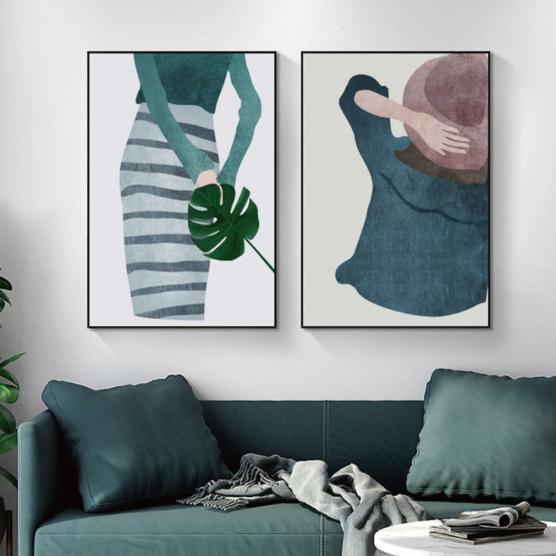 Moderne Trendy Figuren Poster - Leinwand Wandkunst Malerei