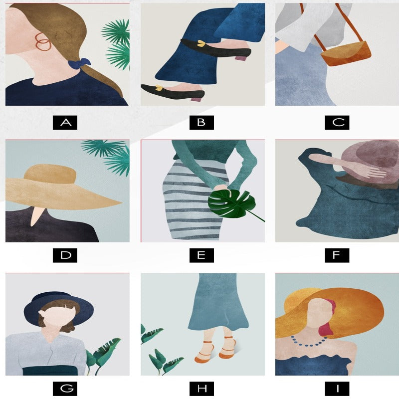 Moderne Trendy Figuren Poster - Leinwand Wandkunst Malerei