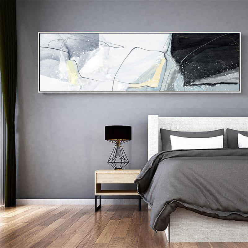Lange Blaue Marmor Hintergrund Schlafzimmer - Leinwand Wandkunst Malerei
