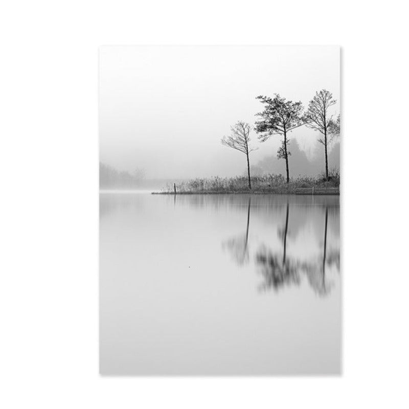 Foggy Sky Lake Lion - Leinwand Wandkunst Malerei