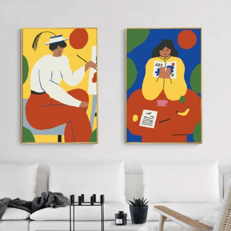 Blumen Zeichnung Abstrakt - Leinwand Wandkunst Gemälde