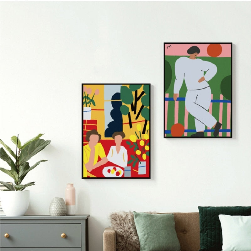 Blumen Zeichnung Abstrakt - Leinwand Wandkunst Gemälde