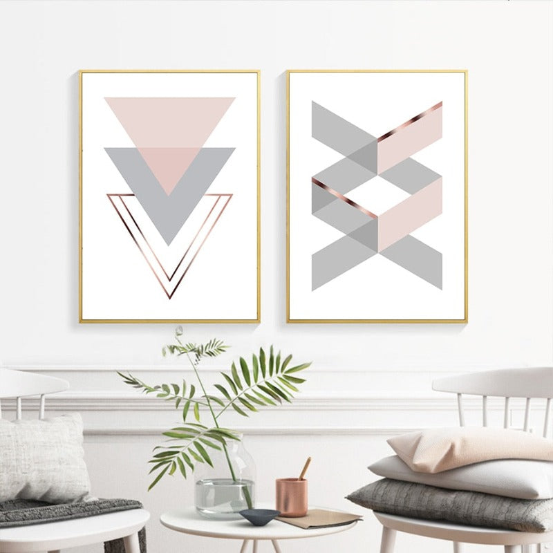 Geometrisches Pinkes Zuhause - Leinwand Wandkunst Malerei