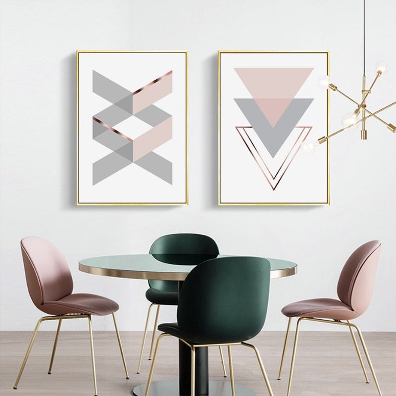 Geometrisches Pinkes Zuhause - Leinwand Wandkunst Malerei