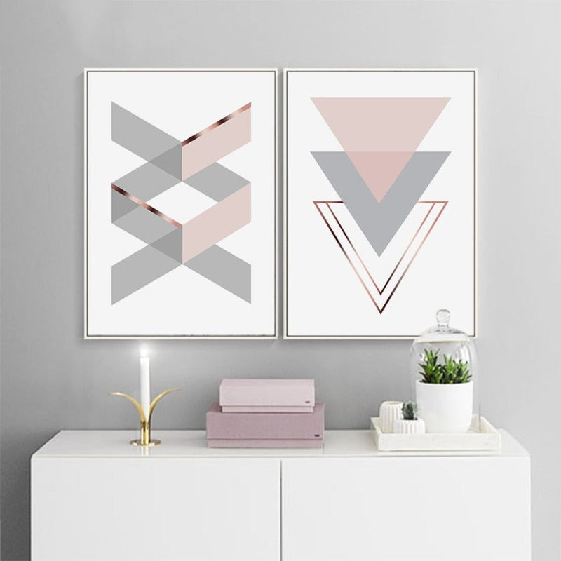 Geometrisches Pinkes Zuhause - Leinwand Wandkunst Malerei