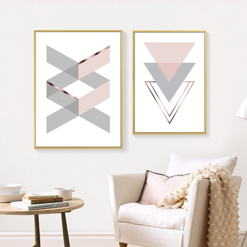 Geometrisches Pinkes Zuhause - Leinwand Wandkunst Malerei