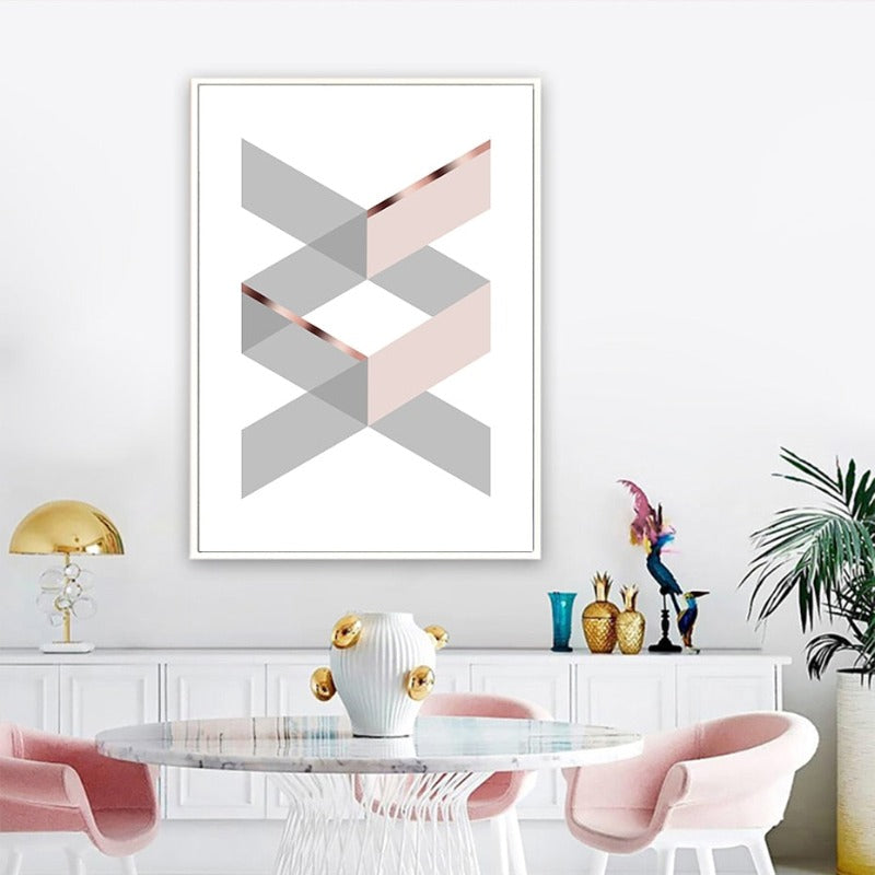 Geometrisches Pinkes Zuhause - Leinwand Wandkunst Malerei