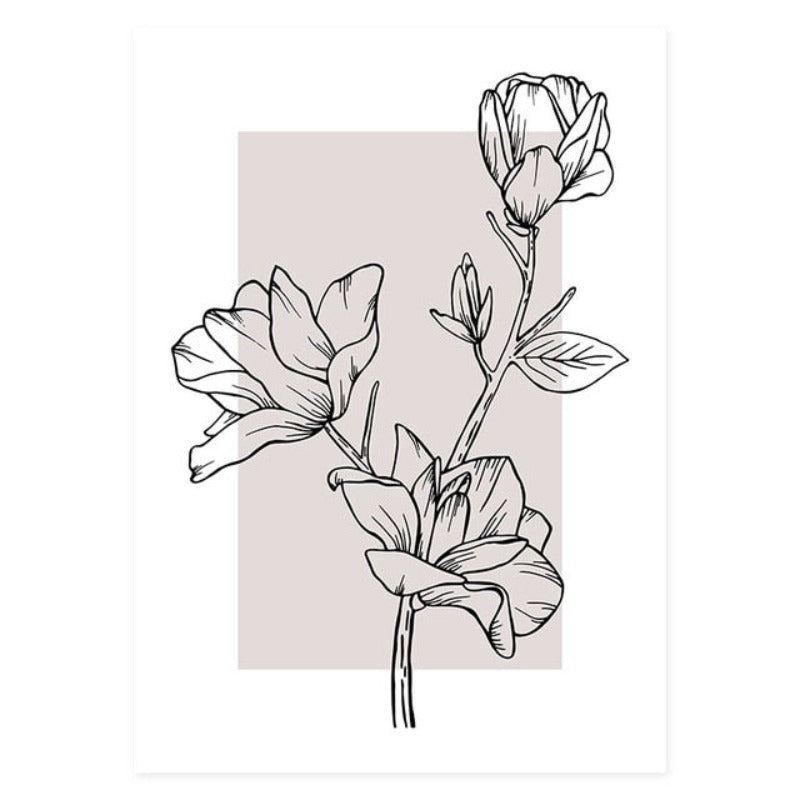 Moderne rosa Blumenskizze – Leinwandbild