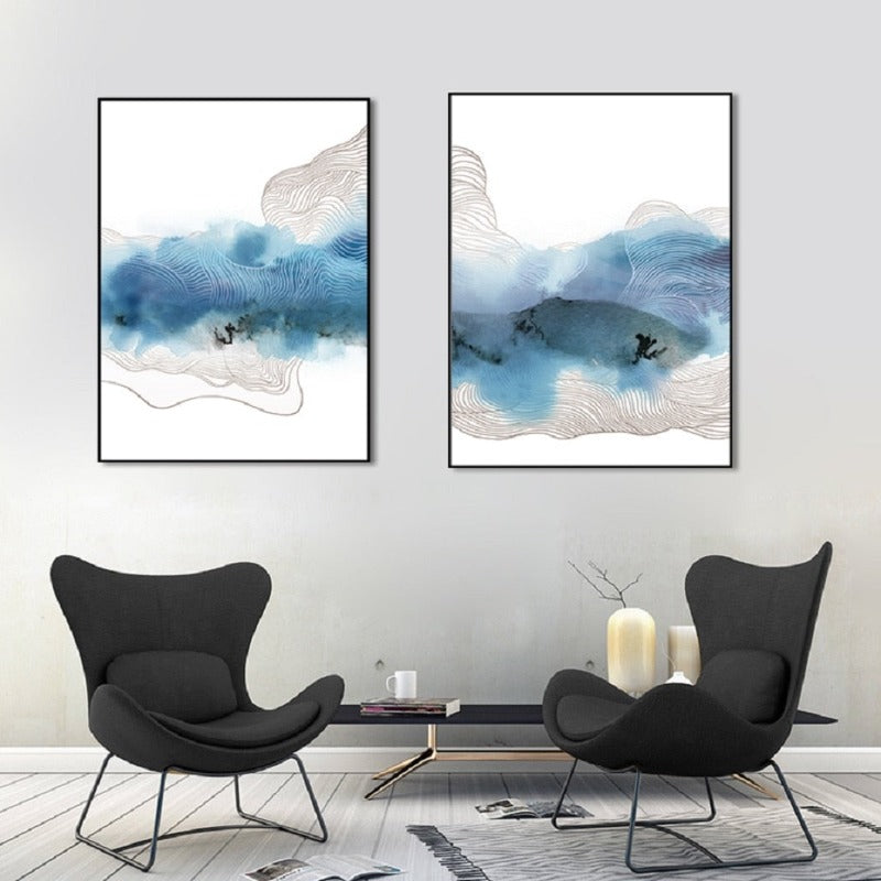 Blaue Moderne Kunst - Leinwand Wandkunst Gemälde