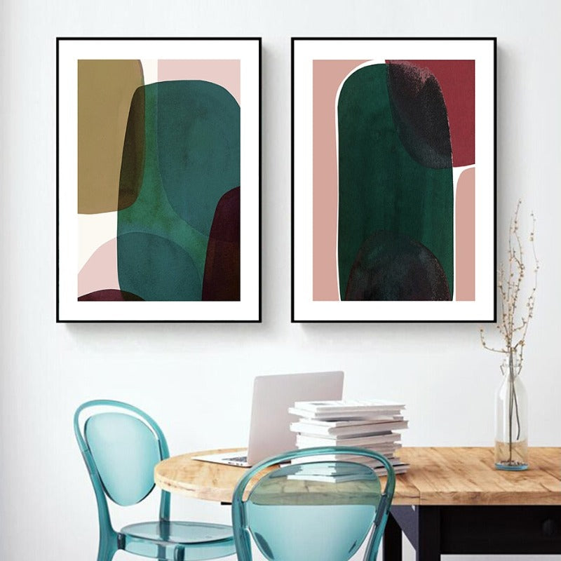 Blaue Kunst abstrakt geometrisch trendy - Leinwand Wandkunst Gemälde